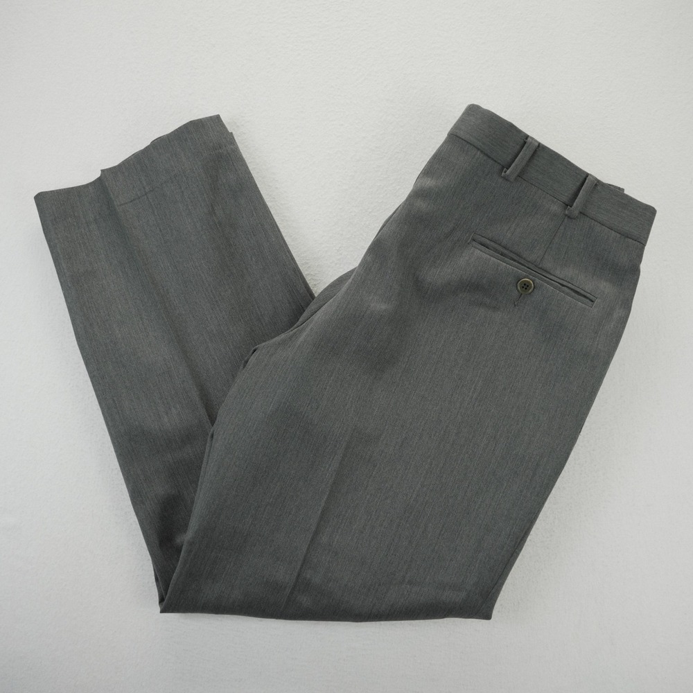 Brooks Brothers 346 Mens Gray 100% Wool Pleated Dress Pants Trousers 34x30